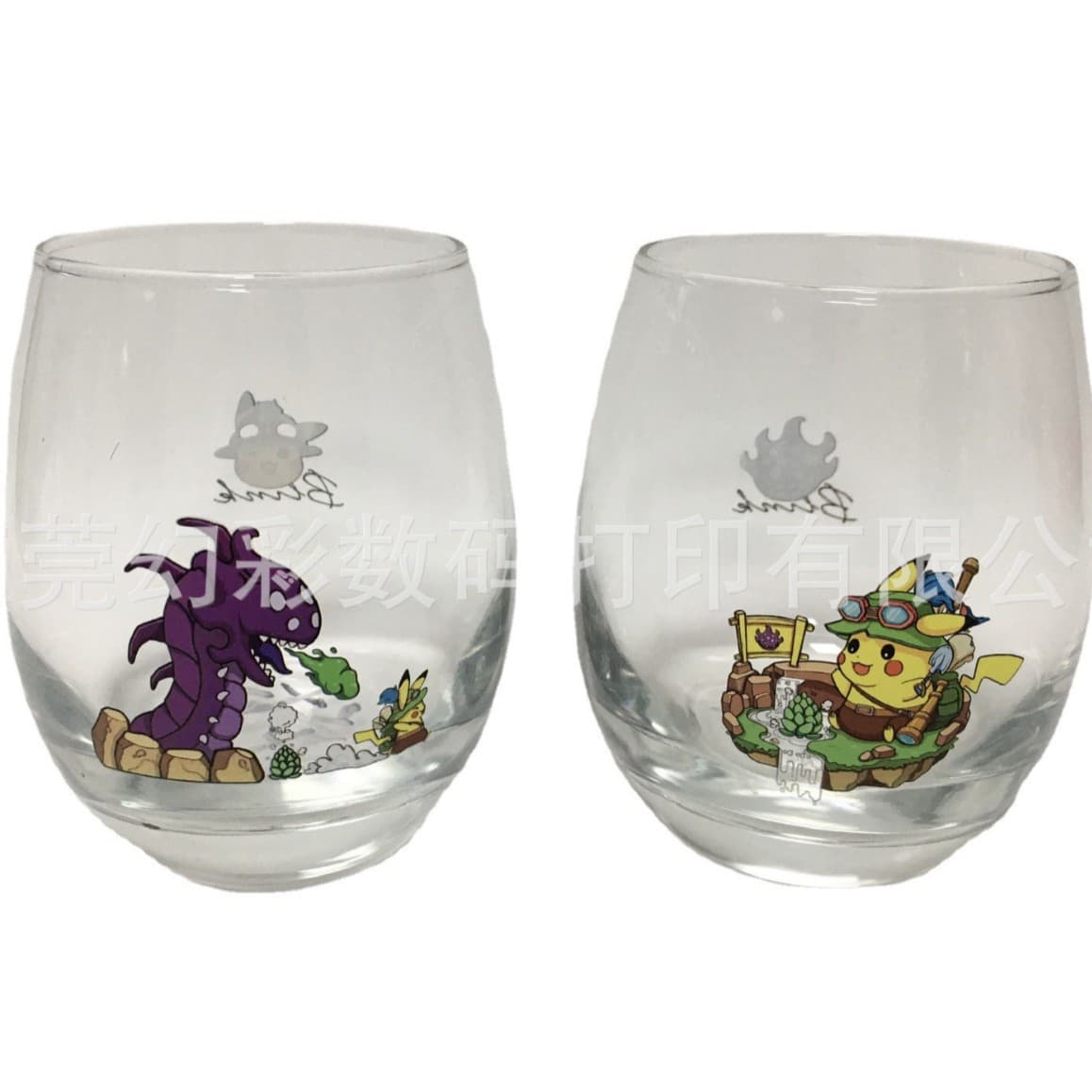 UV printing 3D embossed glass cup full-print pattern printing embossed logo.