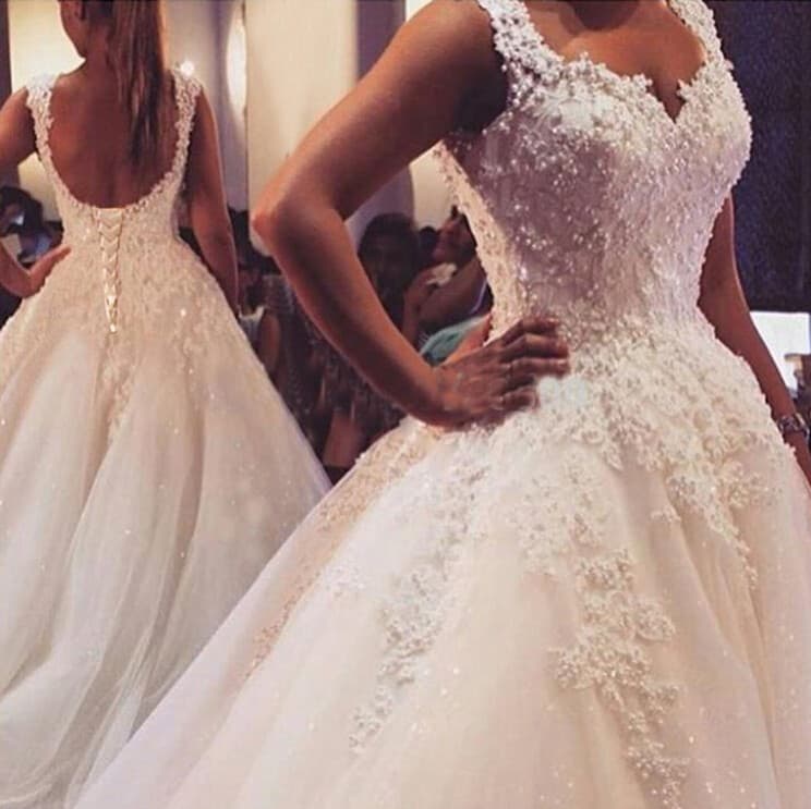 Wedding dress new Italian spaghetti strap white ivory tulle wedding dress 2026 hot pearl wedding dress wedding dress