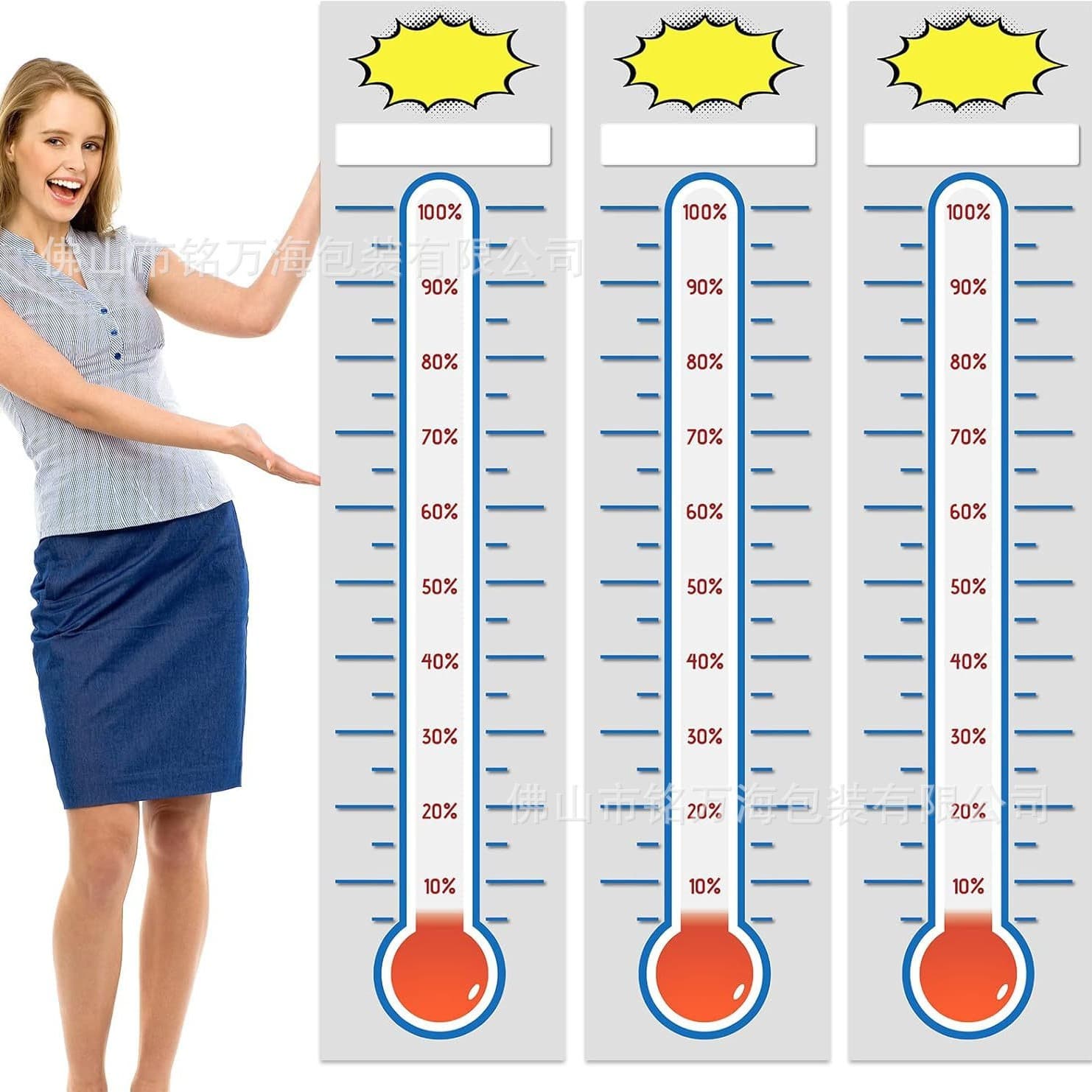 Hot Selling Dry Erase Goal Tracking Chart Thermometer Set Wall Poster Vinyl Sticker Home Office