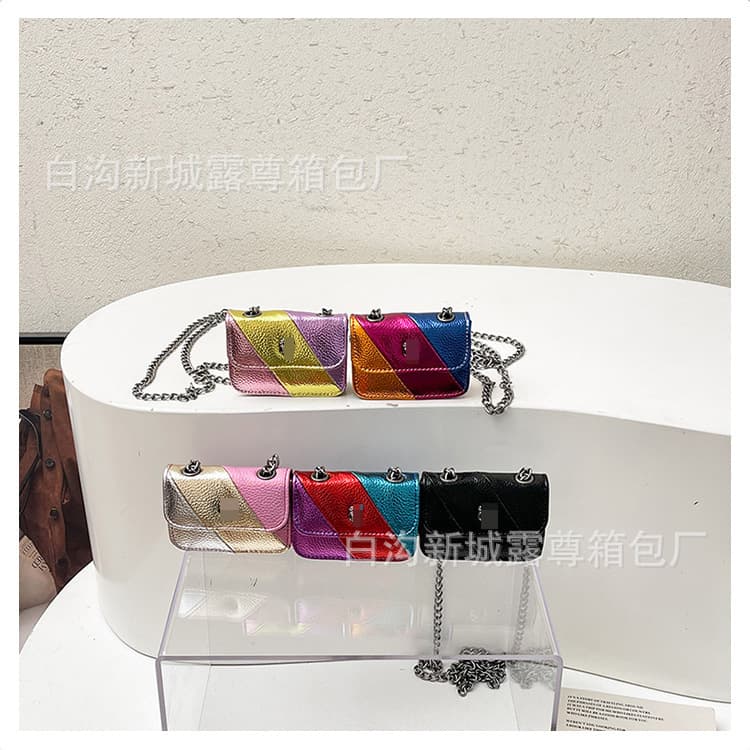 Foreign trade custom-made exquisite mini satchels with color matching design, fashionable chain bags, trendy brand eagle head shoulder bags