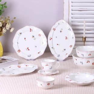 [Underglaze Color Tableware] Plate Set for Home, New Ceramic Dinner Plates, Cute Dessert Fruit Plates