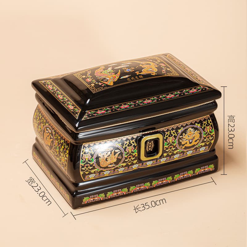 Large Funeral Supplies Burial Casket Men/Women High-Temperature Pot Jingdezhen Small Grave Relocation Style Moisture-proof Coffin Universal Container Ceramic Ash