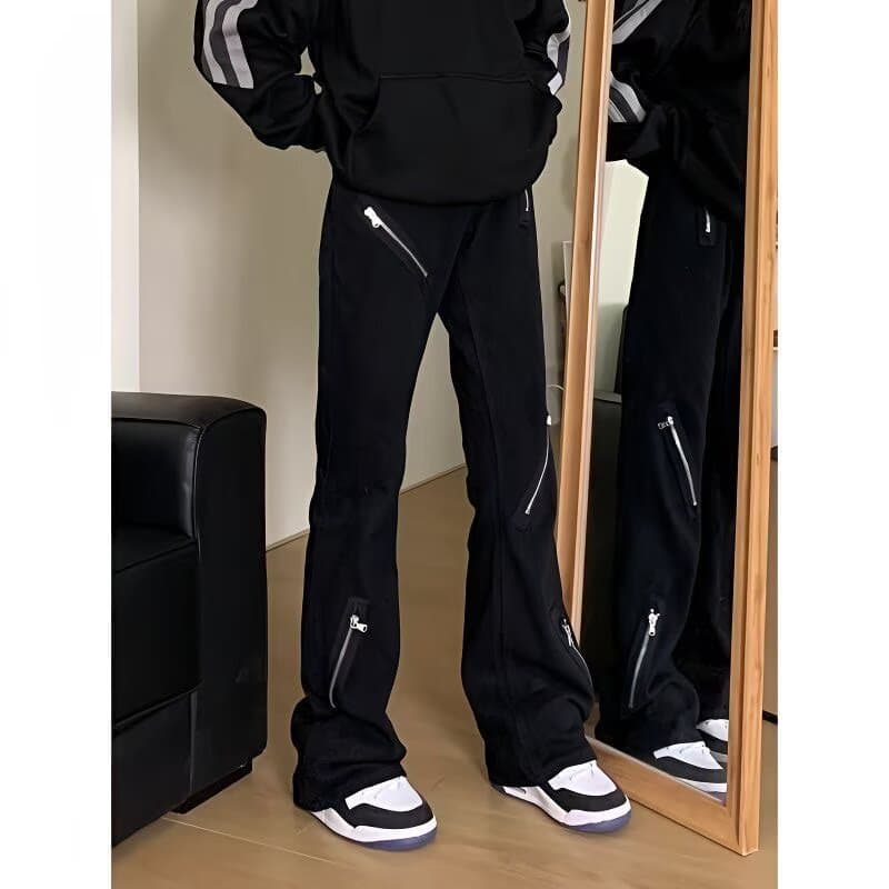 Bootcut Jeans for Men Spring/Summer American High Street Rogue Loose Deconstruction Functional Trendy Jeans