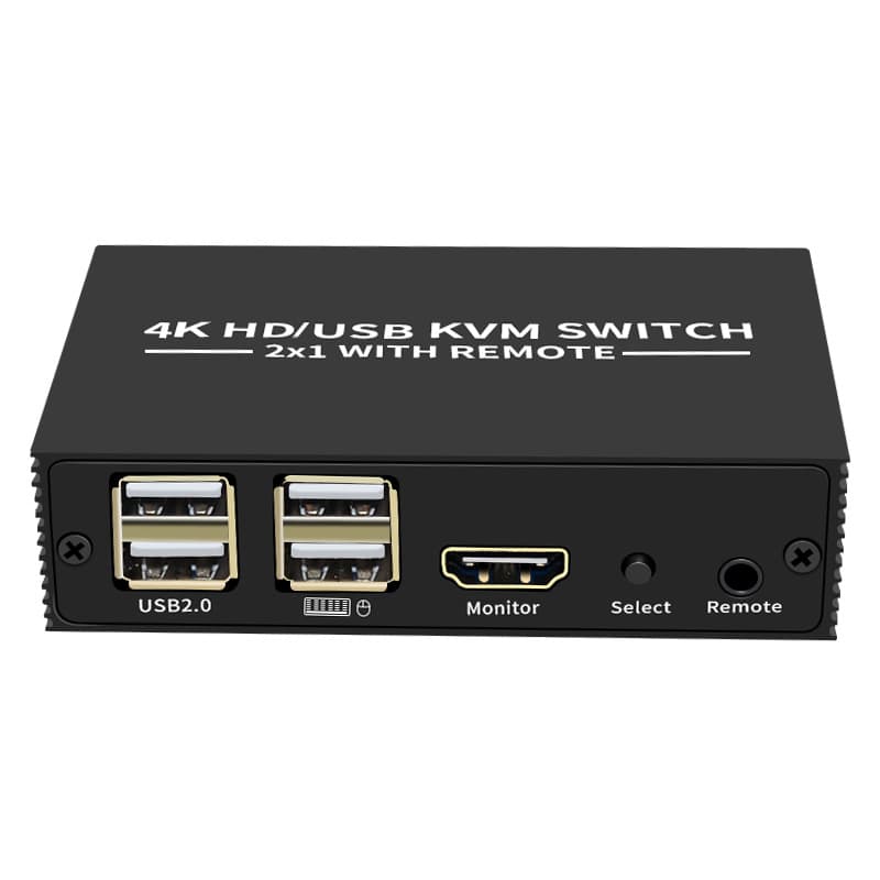 4K USB HDMI KVM Switch 2X1 HD HDMI Switcher with USB Keyboard and Mouse Sharing Desktop Control
