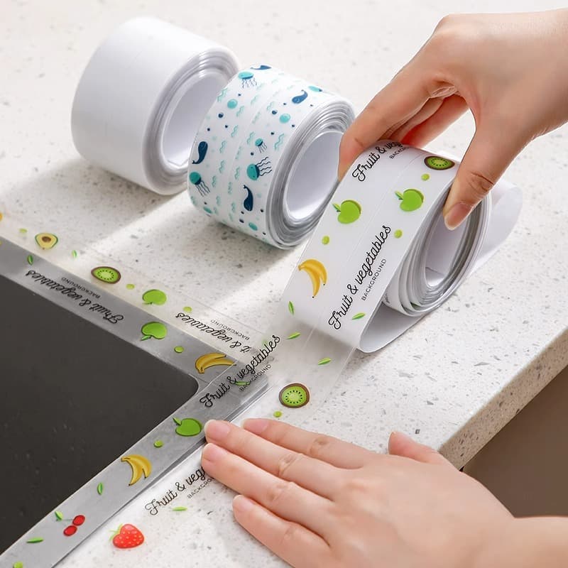 Kitchen Caulk Strip Waterproof Anti-Stain Anti-Mold Acrylic Trim for Countertop Sink Corner Bathroom Toilet