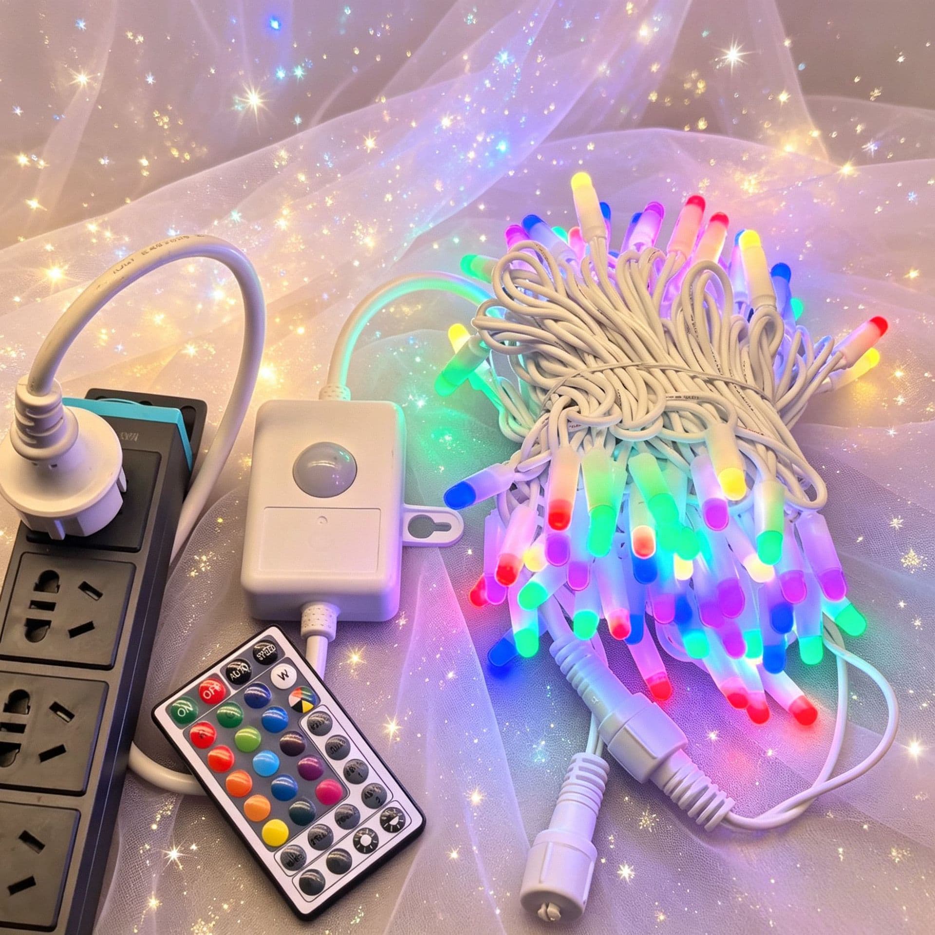 Cross-border RGB Colorful Rubber Wire Light String Outdoor Waterproof APP Bluetooth Remote Control Christmas Tree Decoration Colorful Point Control Light String