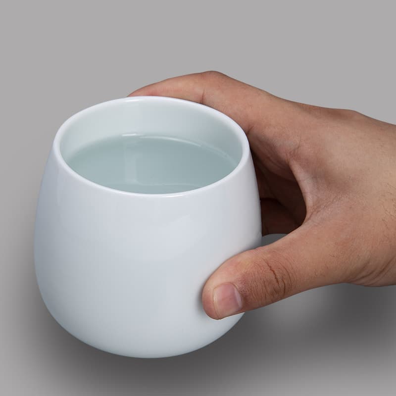 Ceramic Pure White Small Tea Cup, White Porcelain Tea Set, Ivory White Jade Porcelain Kung Fu Tea Set, Household Water Cup Factory