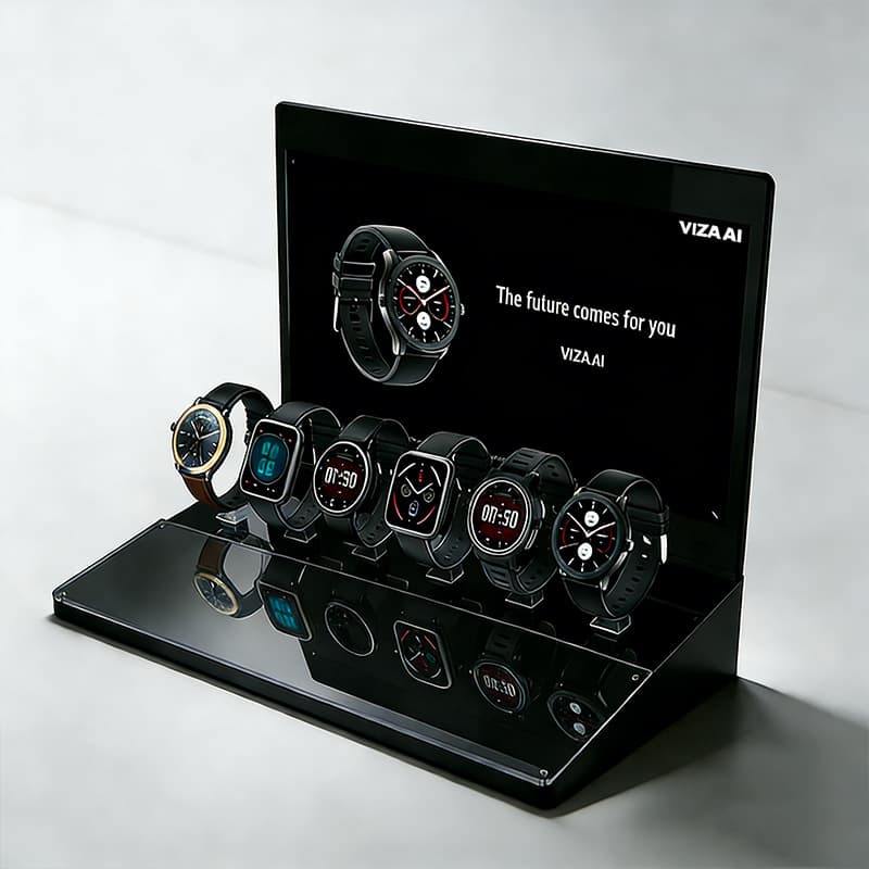 Custom Watch Display Stand Acrylic Mirror Display Rack Smart Watch Commercial Brand Display Prop High Transparency