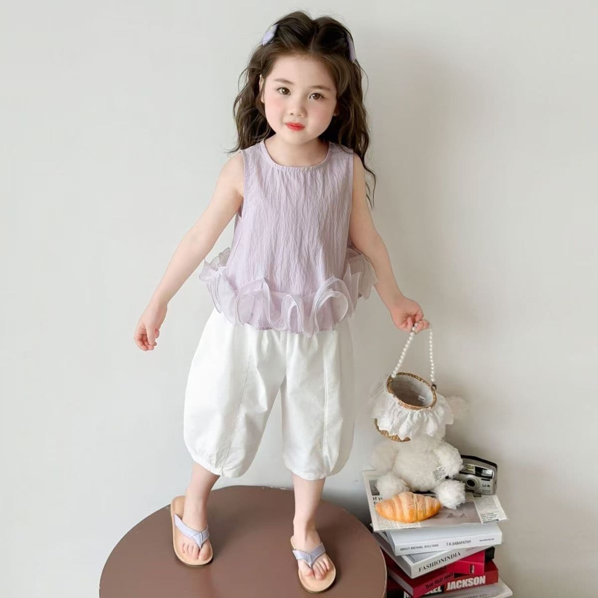 Girls suit summer clothes 2026 new children's style clothes baby girl thin vest pants two-piece set summer