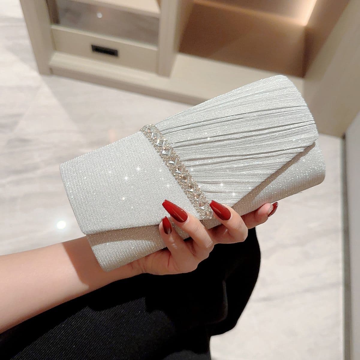 2023 New Style Glittering Sequin Small Handbag Women's Evening Dinner Princess Dress Bag Socialite Style Elegant Envelope Bag