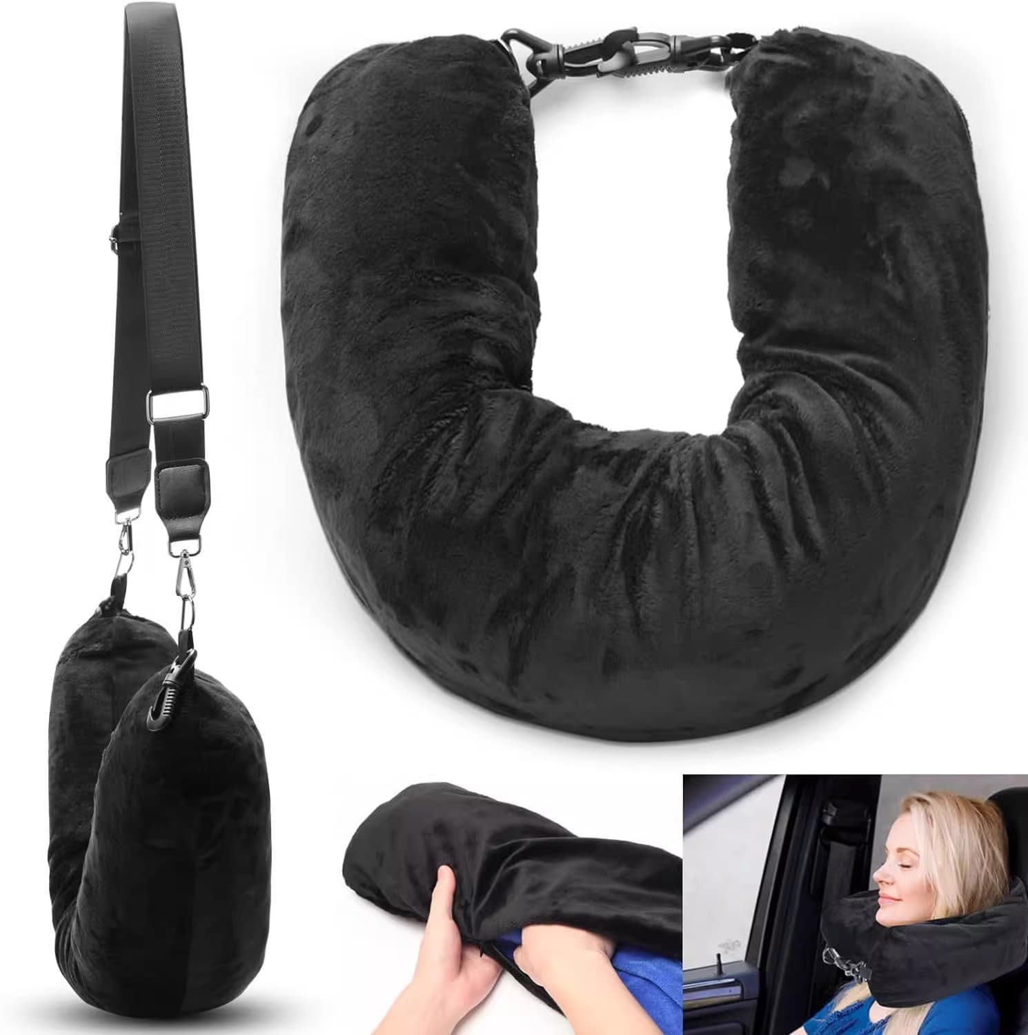 Amazon cross-border hot-selling travel neck pillow case storage bag, portable explosion-proof zipper bag, airplane pillow for filling clothes