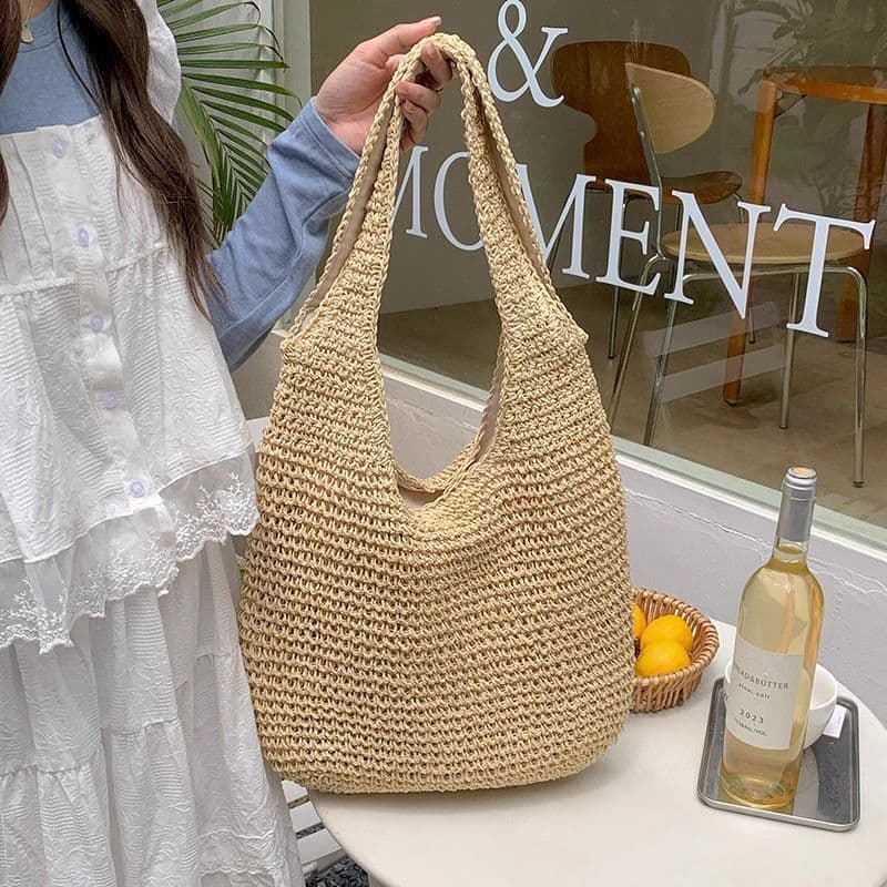 Women's Fashion Bag Niche Woven Shoulder Bag Underarm Bag Beach Handmade Straw Woven Bag Wholesale Street Vendor Versatile