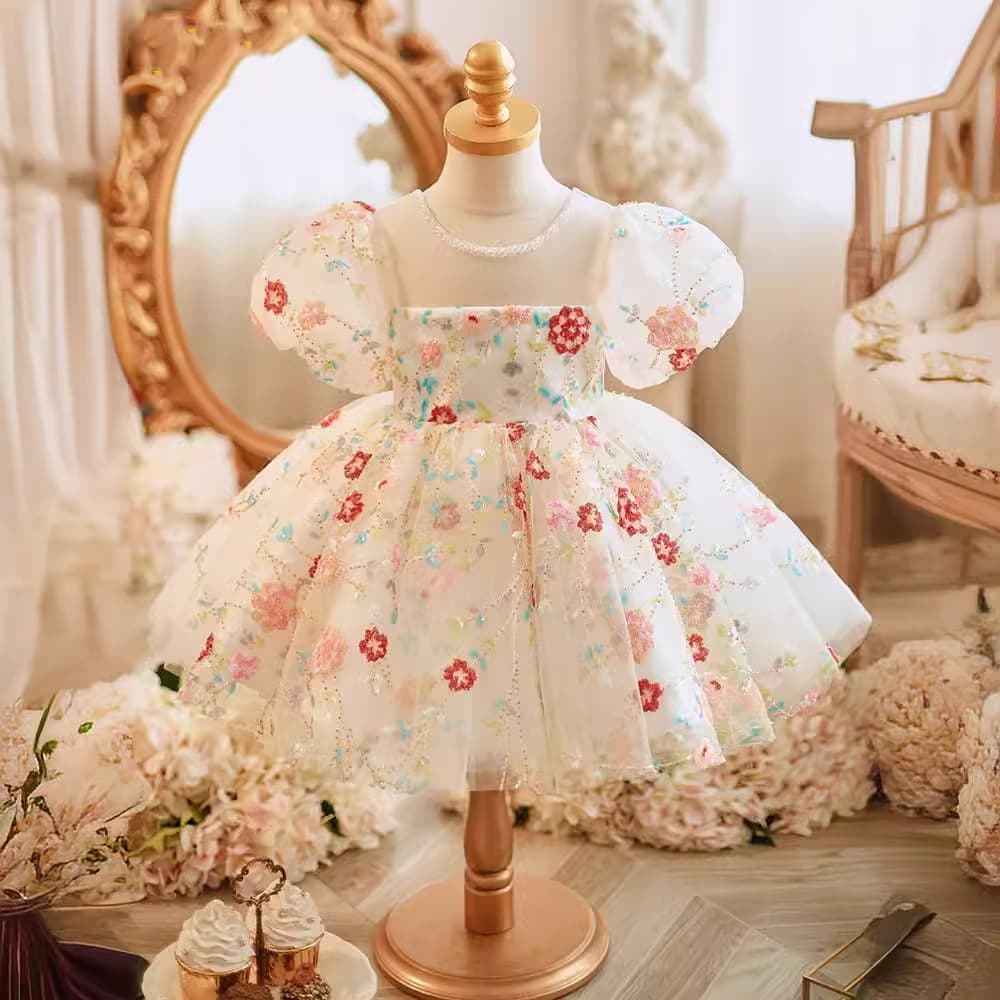 Baby Girl 1st Birthday Dress 2026 Summer Children's Birthday Host Piano Catwalk Flower Girl Wedding Elegant