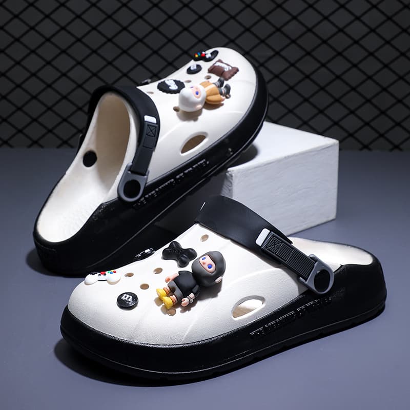 Men's Summer New Thick-Soled Clog Sandals, Anti-Slip and Wear-Resistant, Couple Beach Closed-Toe Slippers with Cloud-Like Comfort for Women