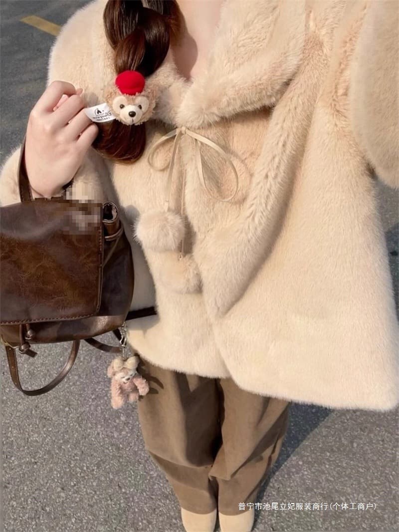 Fall/Winter Youth-Style Faux Mink Short Coat 2025 New Arrival Petite Eco-Friendly Fur Thick Warm Fluffy Jacket