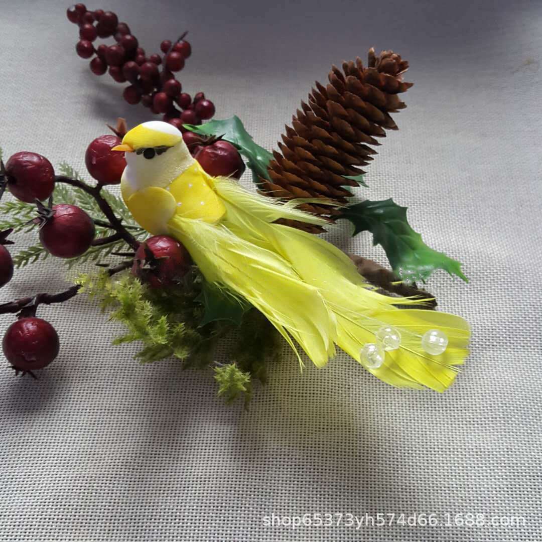 Simulated Feather Beaded Bird/Spring Style Yellow Feathered Bird/Succulent Pot Decoration Home Décor Canopy Ornaments