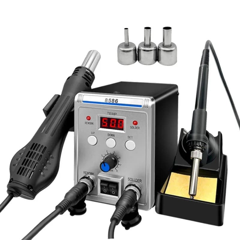 Factory direct supply 8586 soldering station hot air gun two-in-one mobile phone repair desoldering station digital display temperature regulating electric soldering iron soldering station