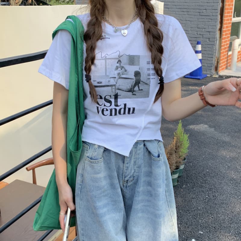 Designed Short-Sleeved T-Shirt for Women 2025 Korean Style Summer New Slimming Look Short Hot Girl Student Tops for Women