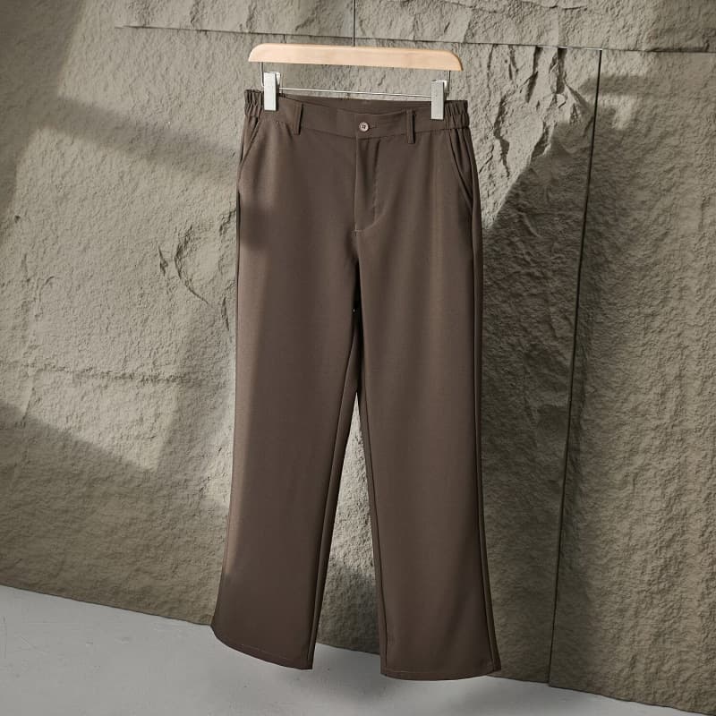Men's casual dress pants with a relaxed fit, high-end feel, trendy straight leg and drape, perfect for autumn.