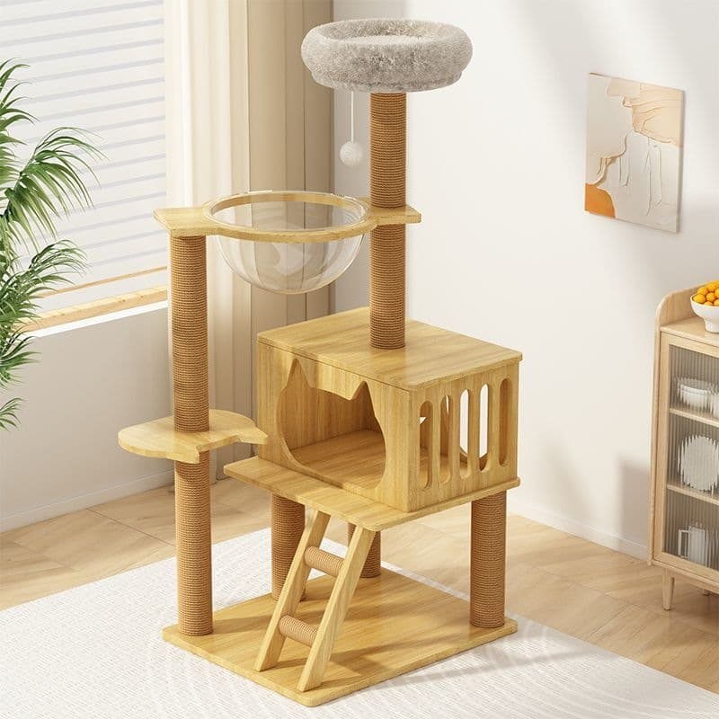 Cat Tree Cat Tower Integrated Large Cat Bed Shelf Small Space Saving Cat Toy Dual Space Capsule Cat Mansion