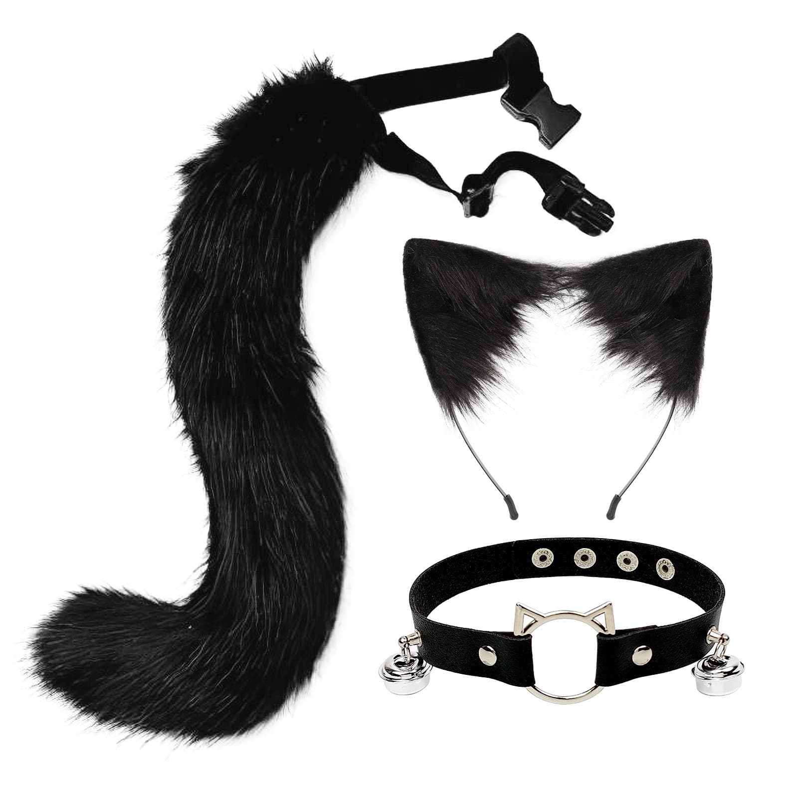 Handmade realistic cat ear headbands, fox tail accessories, anime-style animal ear and tail sets, collars, hair clips wholesale.
