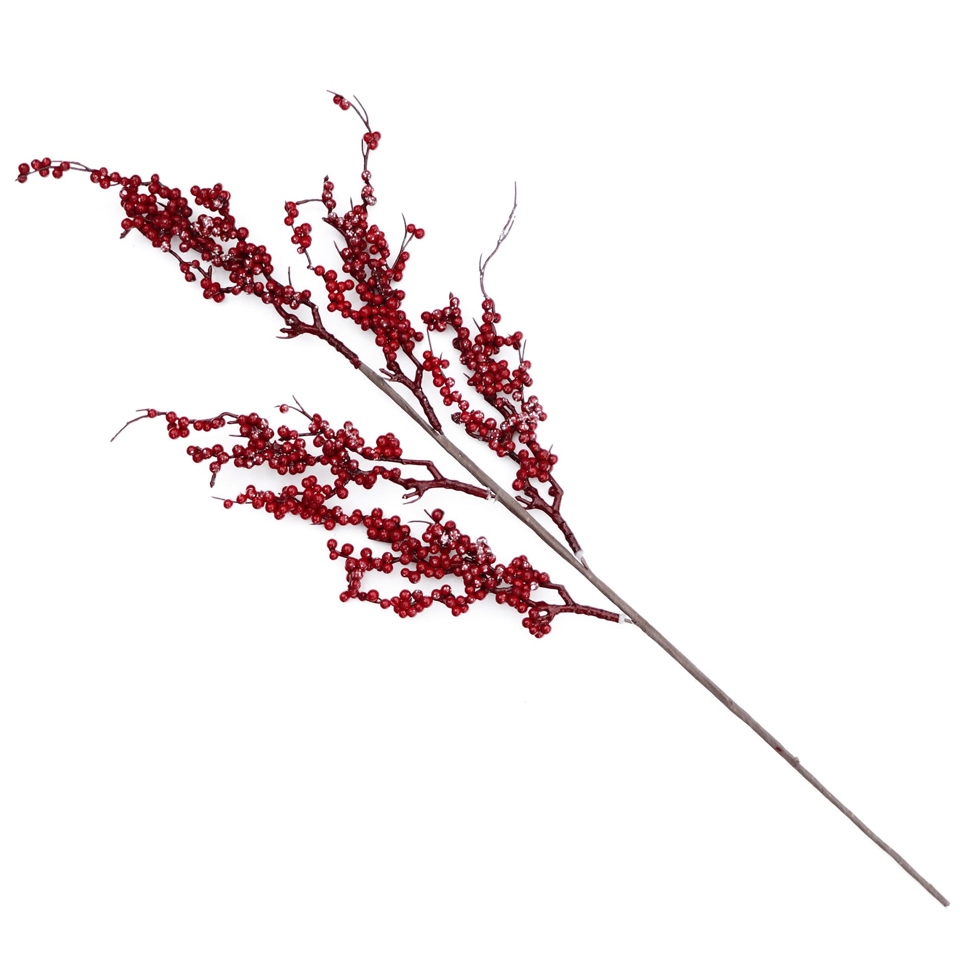 Cross-border Christmas red fruit long branches simulated red fruit fortune fruit holly fruit Christmas berries Christmas decoration green leaves red fruit