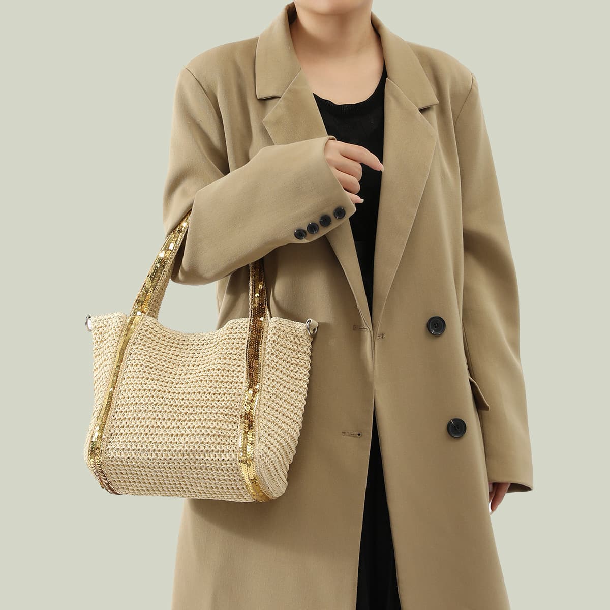 Straw bag single shoulder horizontal handbag seaside vacation beach bag handwoven bag women's bag