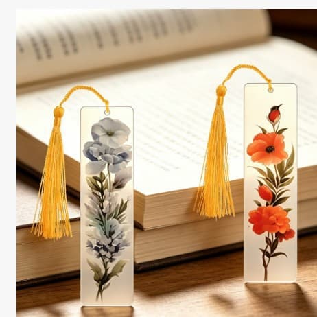 2D Transparent Acrylic Bookmark Creative Flower Bookmark Student School Supplies Stationery Gift Creative Gift