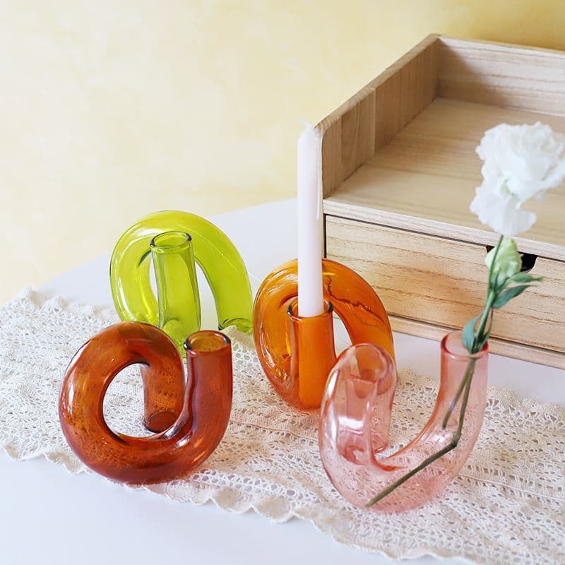Modern Ins-style creative hydroponic transparent glass vase, a personalized art decoration for living room, dining room, and desktop.