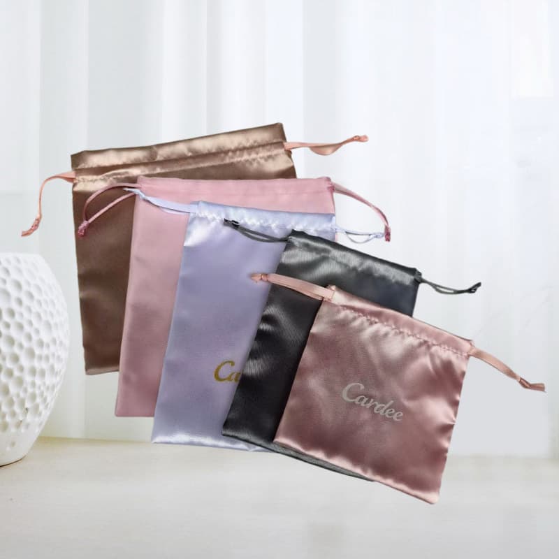 Custom Silk Drawstring Gift Bag Satin Jewelry Storage Pouch for Wigs and Accessories