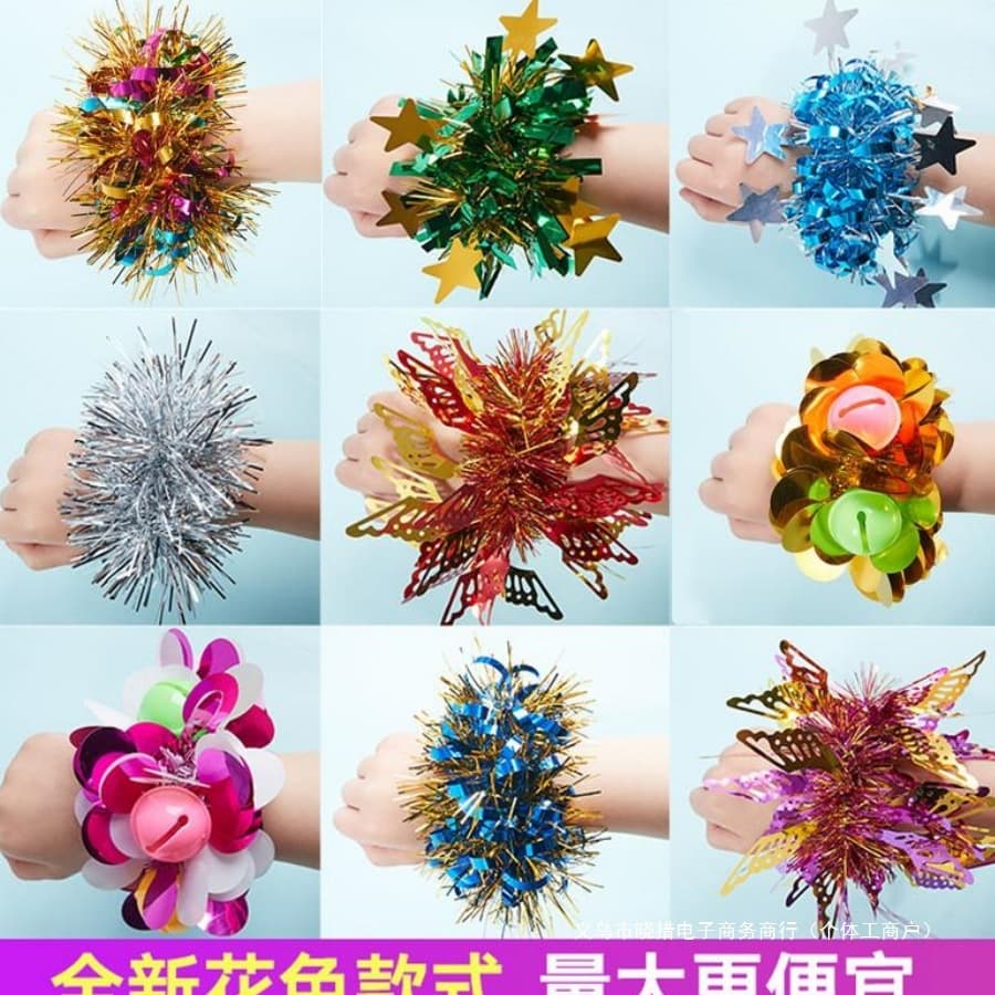 Kindergarten dance wrist flowers, cheerleading performance bell hand flowers, Children's Day sports day entry bracelets.
