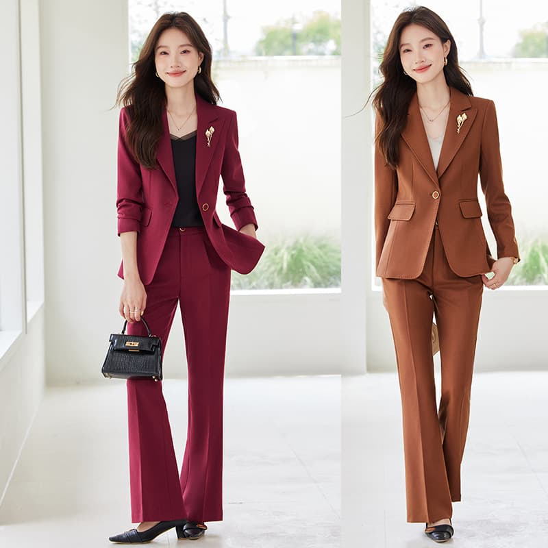 Wine Red Suit Set for Women Winter 2025 New Wide Leg Pants High-End Petite Professional Blazer