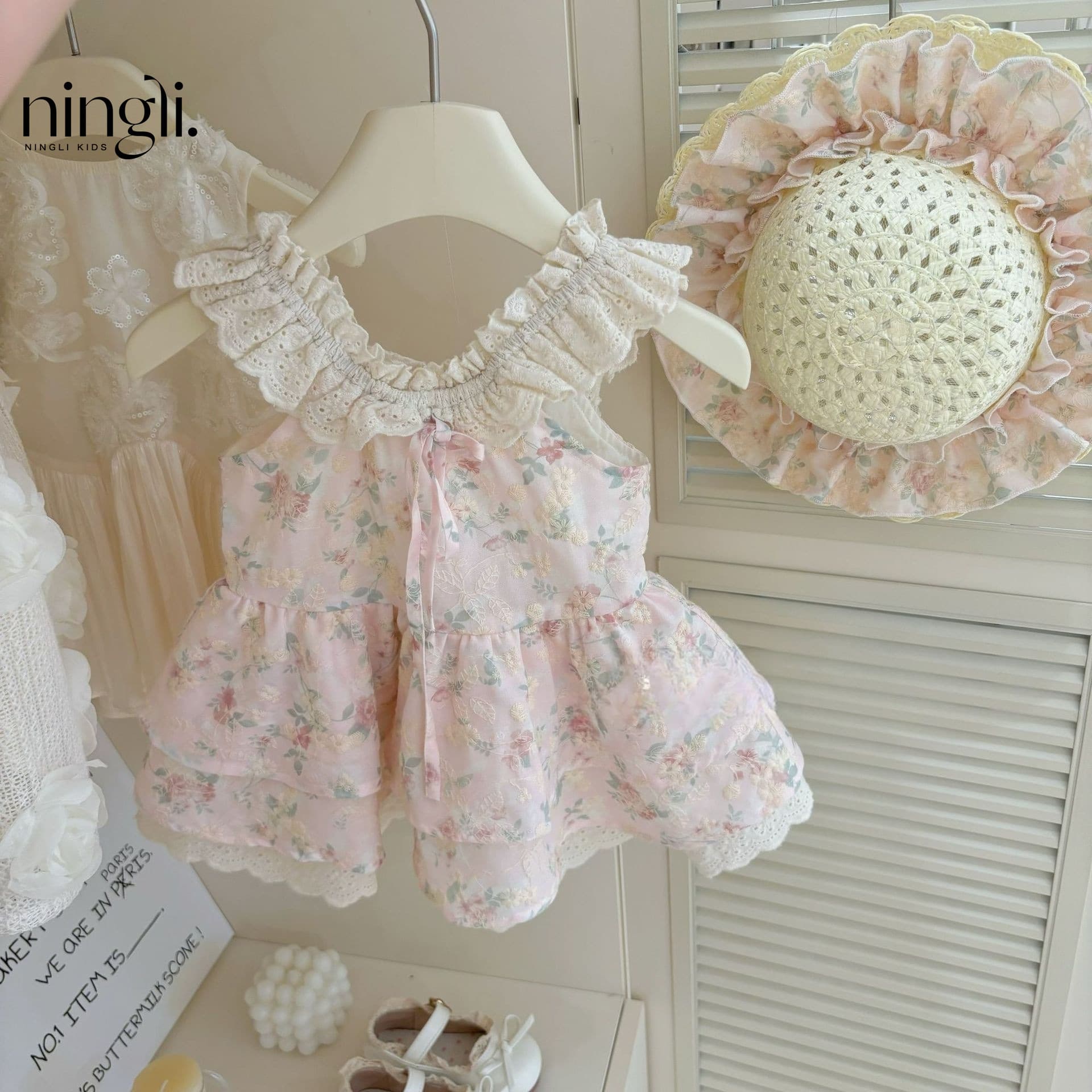 Ningli Girls Summer Dress Korean Style Sweet Bow Blue Plaid Baby Cute Bubble Vest Dress Fashion