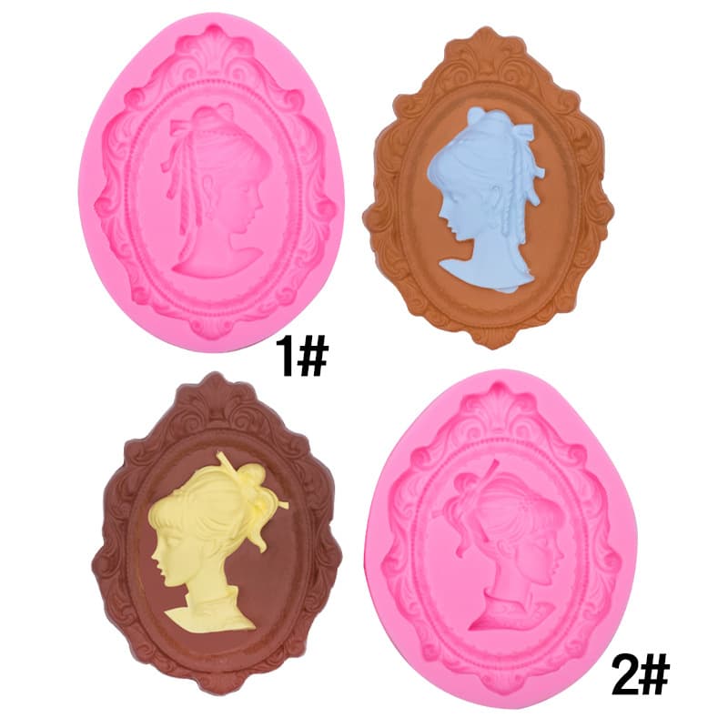 European Classical Relief Portrait Silicone Decoration Mold Cupcake Chocolate Mold Fondant Epoxy Clay Decoration