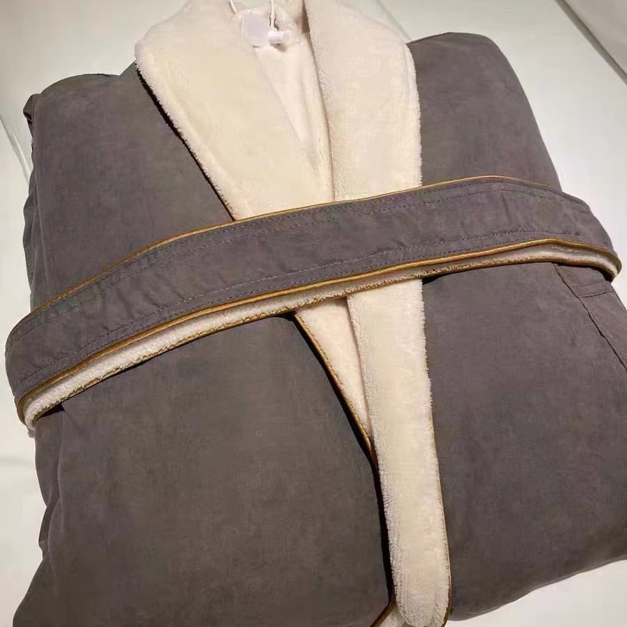 Cross-border export Hilton hotel bathrobe B&B brushed morning robe premium double-layer couples sleepwear