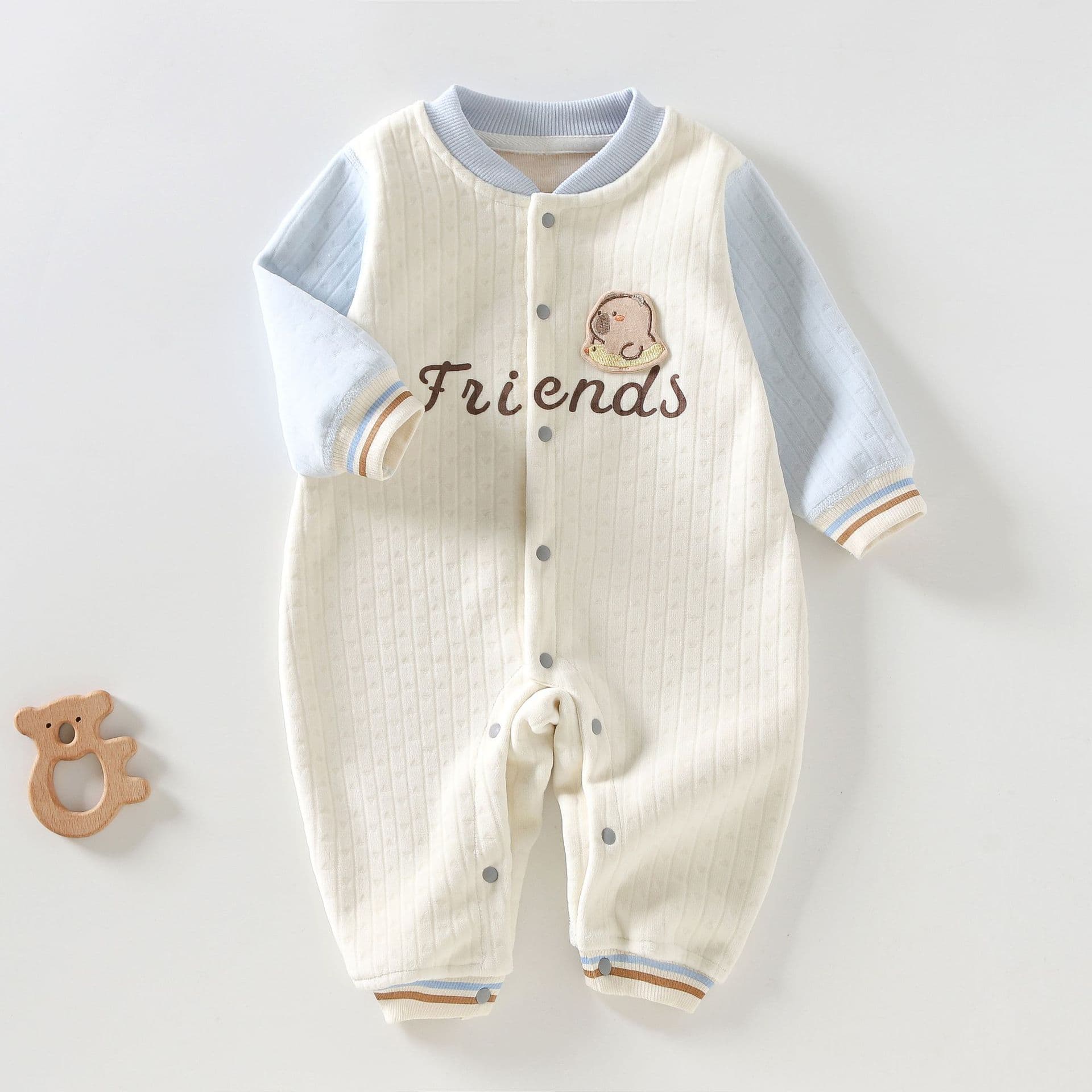 Baby Clothing Infant Bodysuit Soft Fleece Pajamas Anyang Children's Wear Autumn Winter Warm Comfortable Style