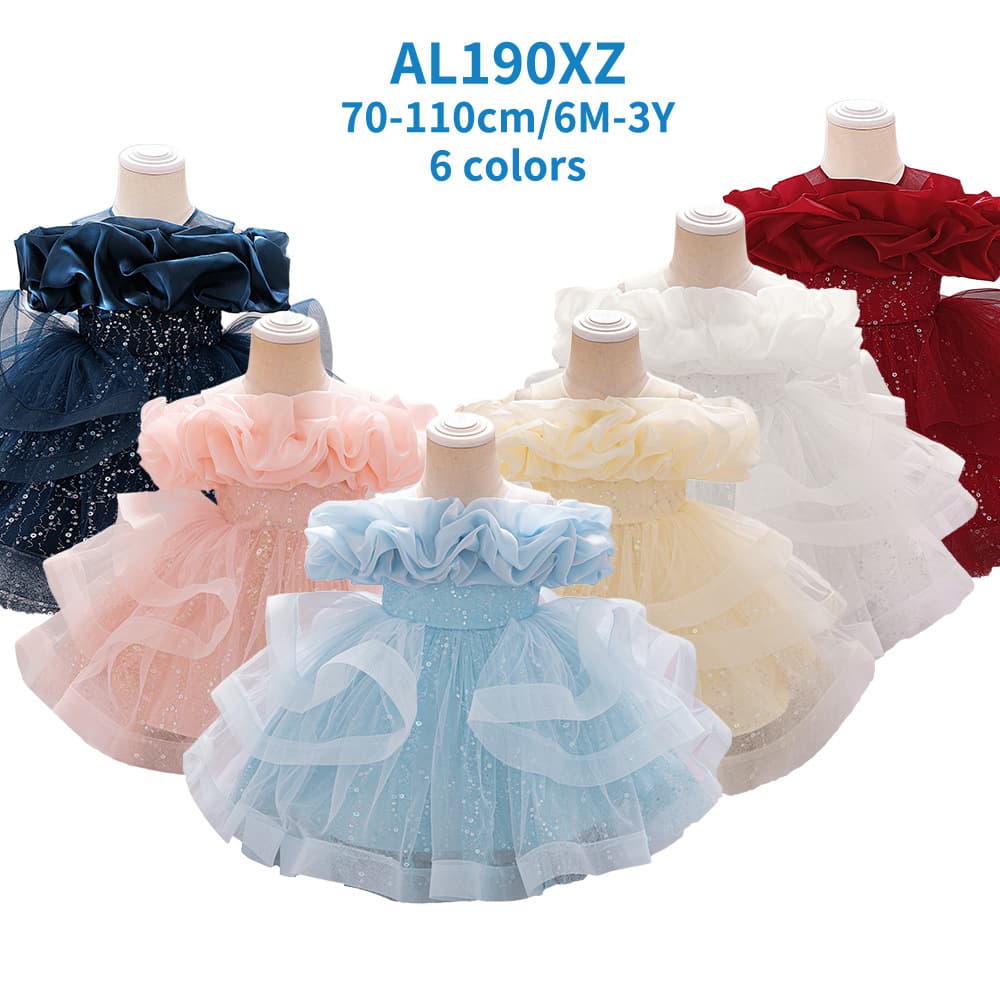 New 2025 Princess Dress for Girls Birthday Cake Bright Sequins One Year Old Girl Evening Gown Wedding And Important Occasions