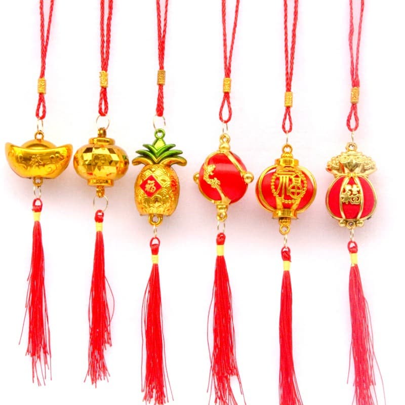 New Year Gold Red Lantern Pineapple Ingot Pendant Housewarming Blessing Bag Plant Decoration Festive Potted Plant New Year Goods