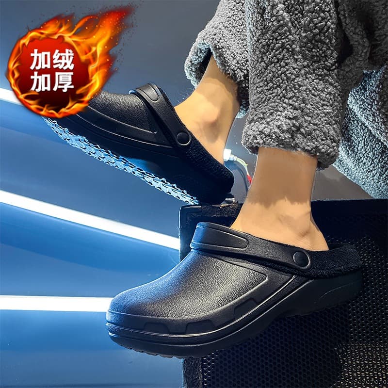 Couples Winter Warm Thick Bottom Cotton Slippers Men's Large Size Slip-On Booties Women's Fleece Lined Easy Wear Casual Slippers