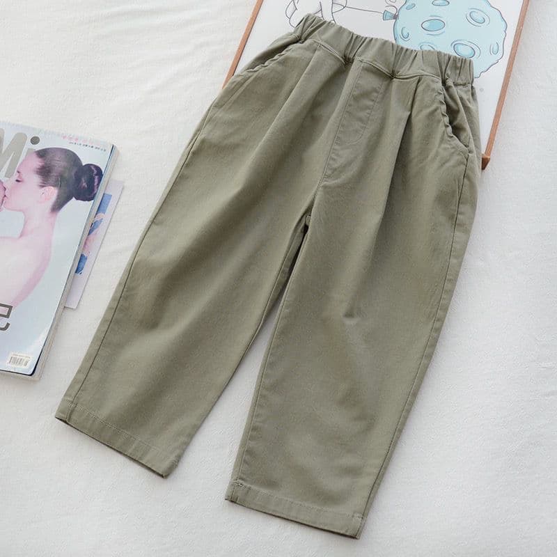 New Solid Color Cotton Anti-Mosquito Pants for Boys and Girls, Toddler and Kids Straight-Leg Breathable Casual Pants