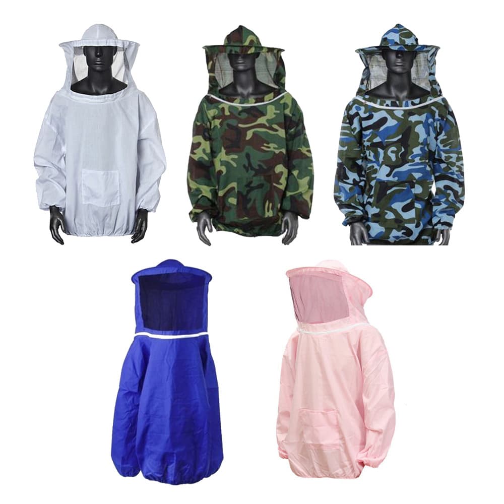 Beekeeping Protective Jacket Smock Beekeeper Breathable Clothing Bee Clothing Veil Skirt Hooded Equipment Suit White Camouflage Top