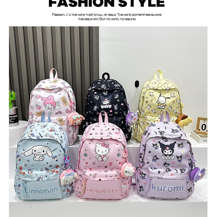 Sanrio new backpack for children and students, Kuromi cartoon cute large-capacity lightweight cross-border backpack