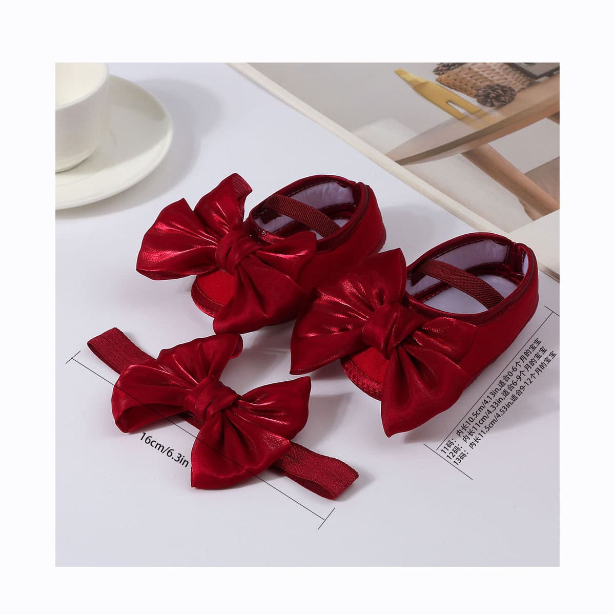 Baby Shoes Mesh Solid Color Shoes + Headband Soft Sole Anti-Slip Butterfly Knot Glue Dot Spring Autumn New Arrival