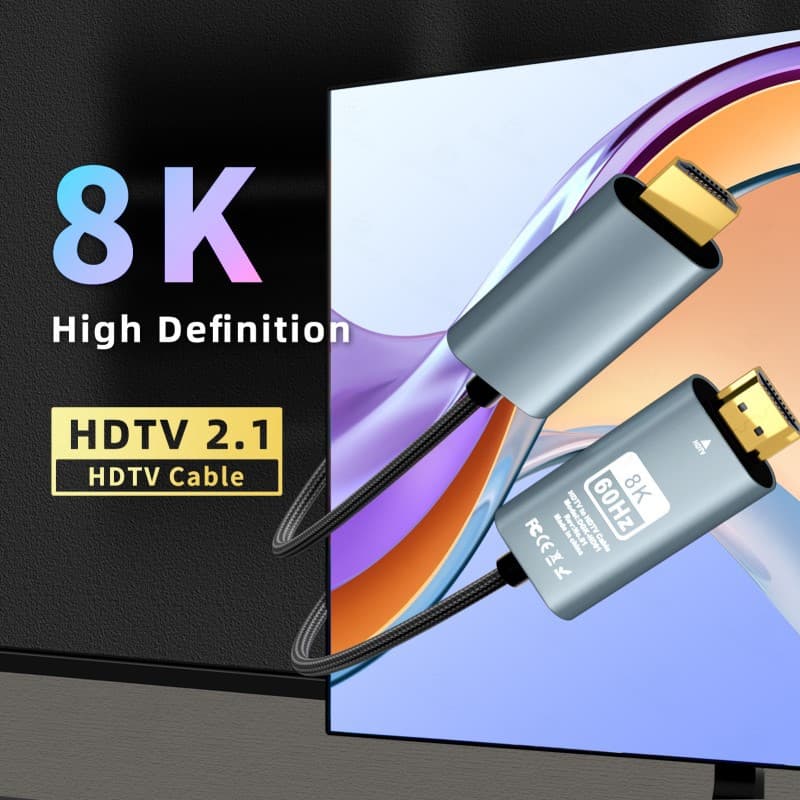 2 meters 8K2.1 version HDMI high-definition video cable 8K60Hz braided computer TV set-top box high-definition cable