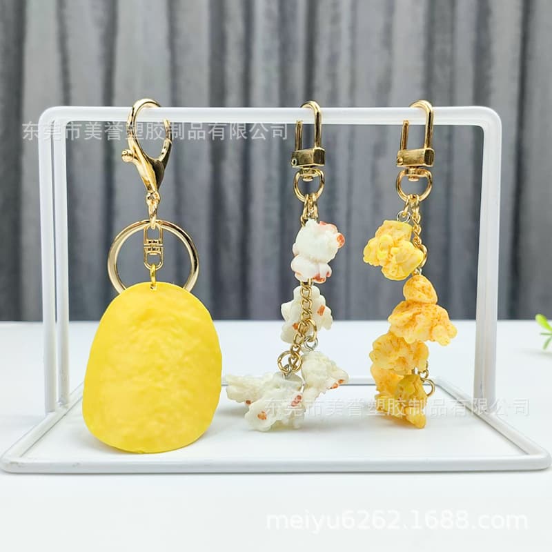 Potato Chips Keychain Potato Chips Popcorn Skewers Simulated Food Snack Pendant Cinema Event Gift