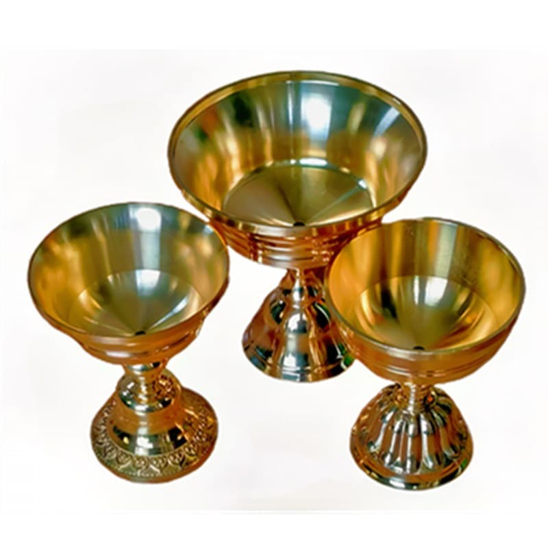 Brass butter lamps for eternal light, religious temple and shrine offerings, dual-use solid/liquid candle cups for Buddha worship