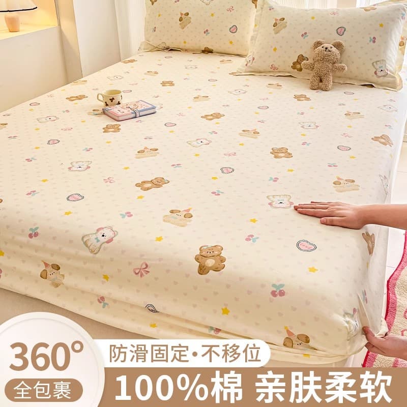 Children's Pure Cotton Fitted Sheet Single Piece 2025 New Student Dorm Single Bed Sheet Cover Mattress Protector