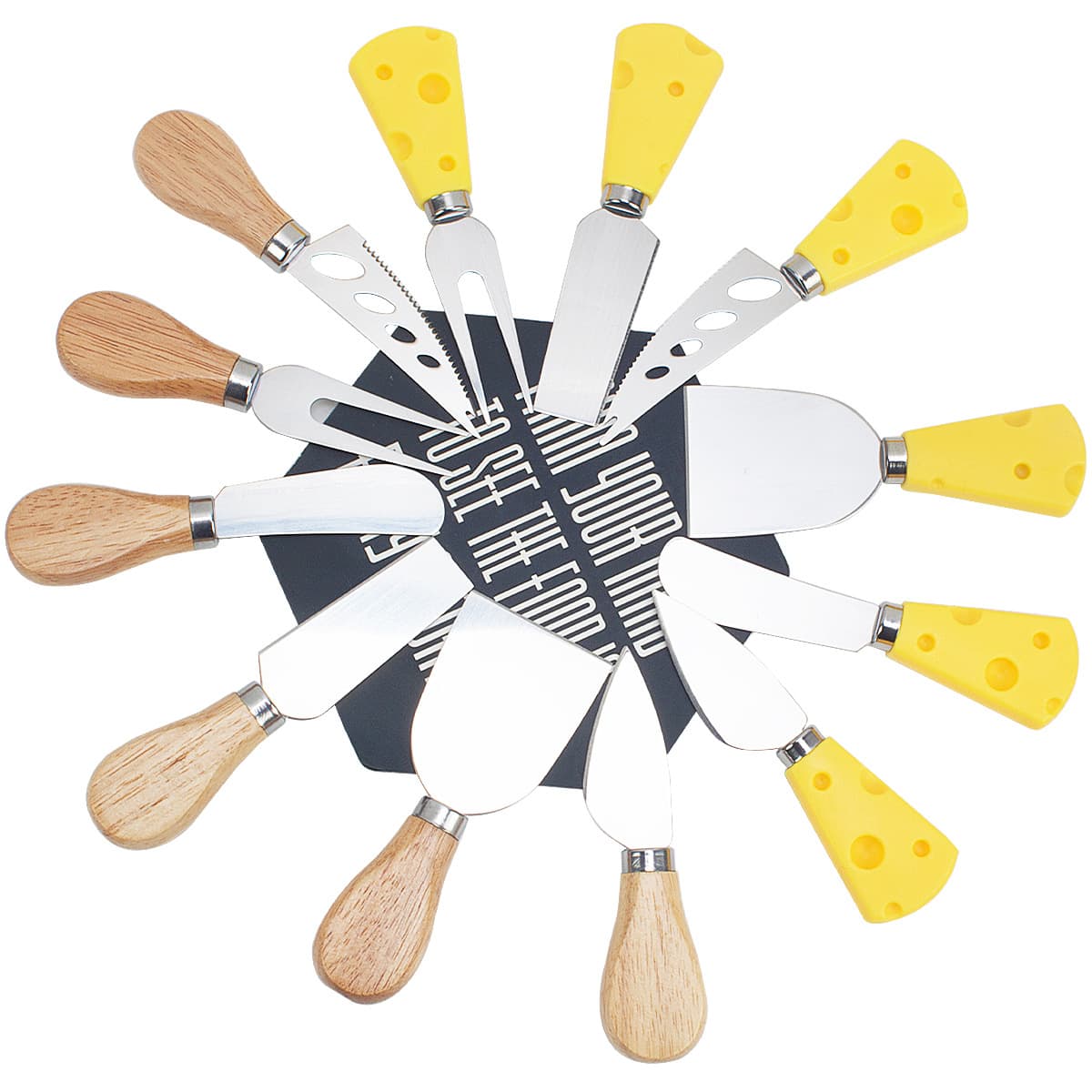 Rubber Wood Stainless Steel Cheese Knife Set Baking Tool Steak Knife Butter Spreader Cheese Pizza Knife