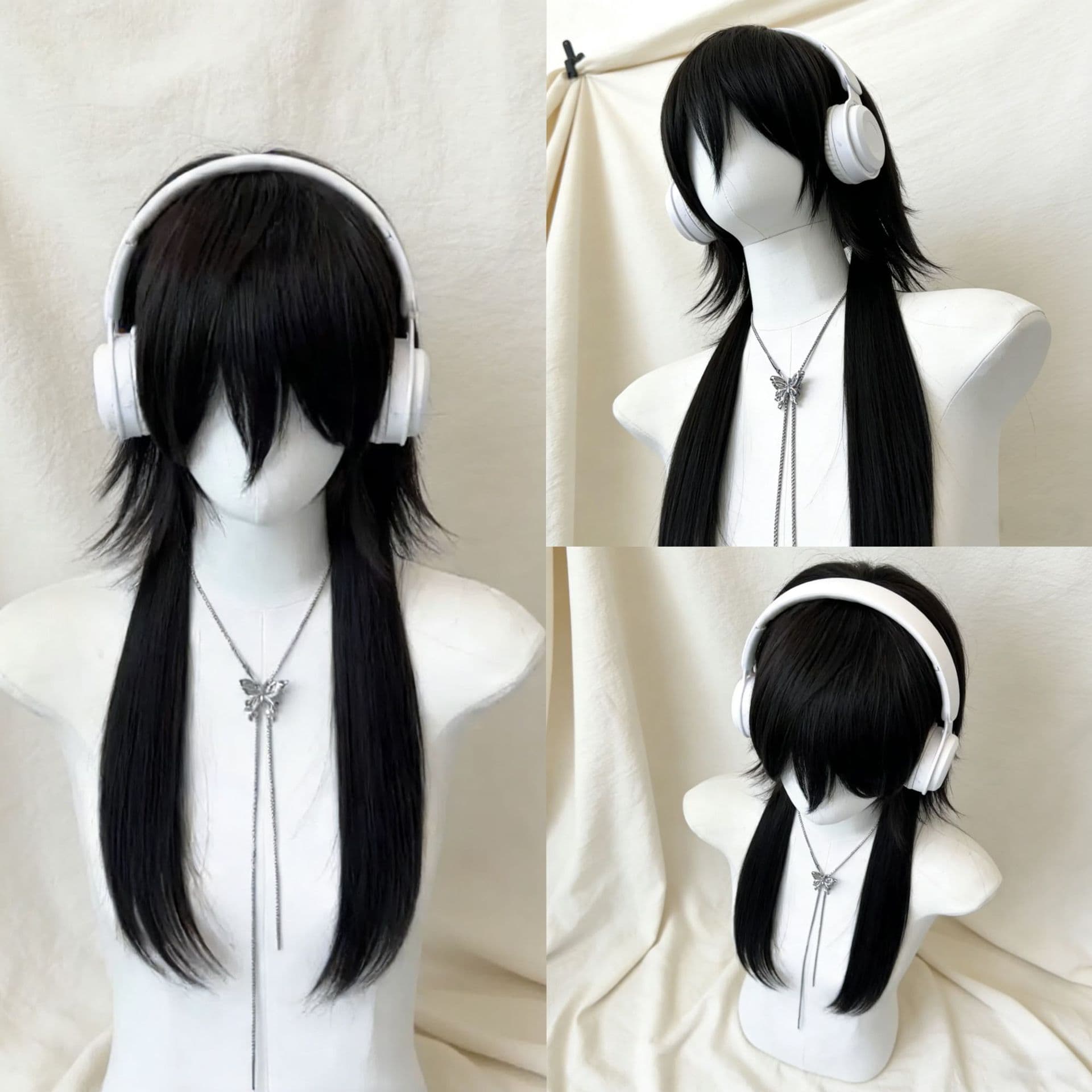 Wig with Bangs and Wolf Cut Mullet Style, Natural Daily Long Hair Wig Full Cap