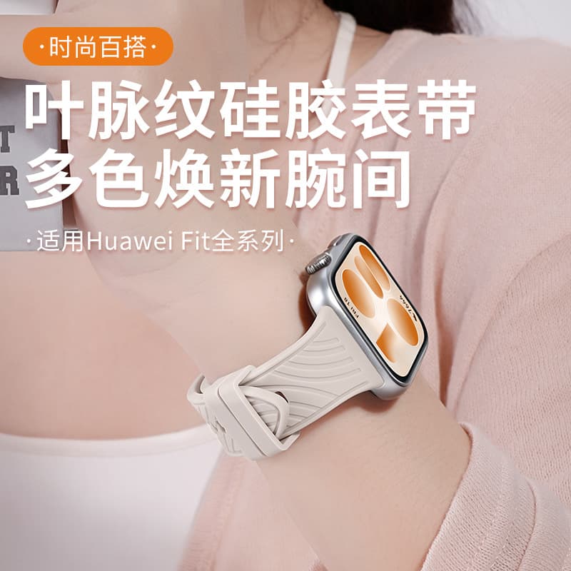 Suitable for Huawei fit5Pro silicone watch band, vein pattern solid color silicone watch band, Huawei FIT3/4/5Pro watch band